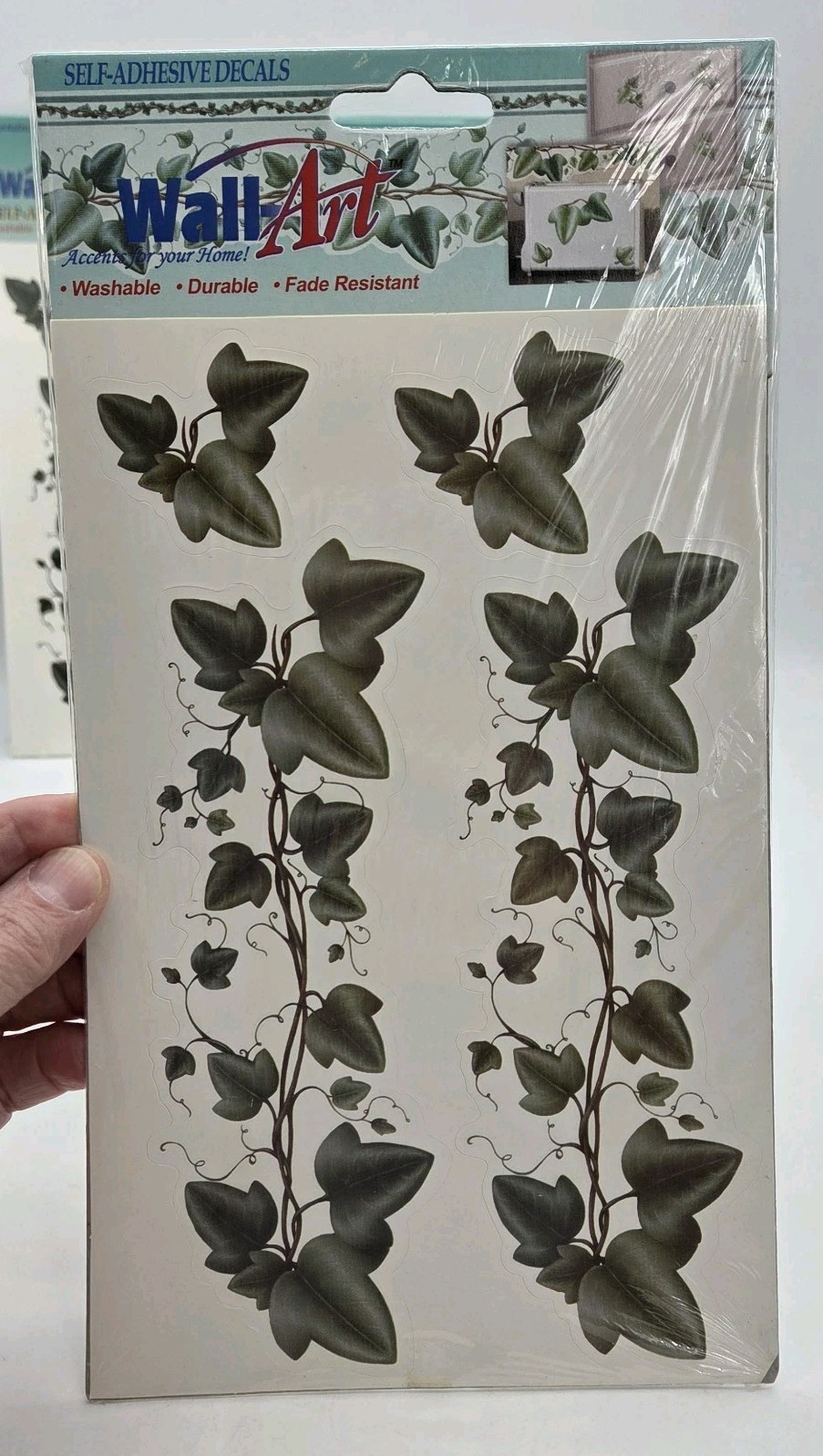 Wall Art Self Adhesive Decals Green Ivy Washable Fade Resistant New Lot of 4