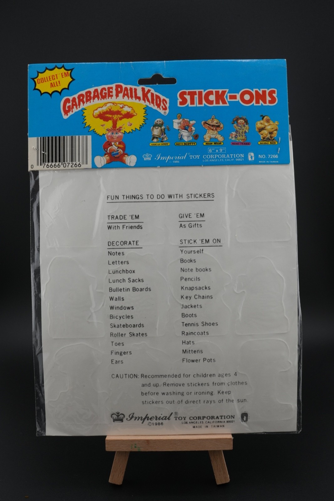 Vintage Garbage Pail Kids Stick On Name Tags Sticker Set Art GPK 1986 Set of 11