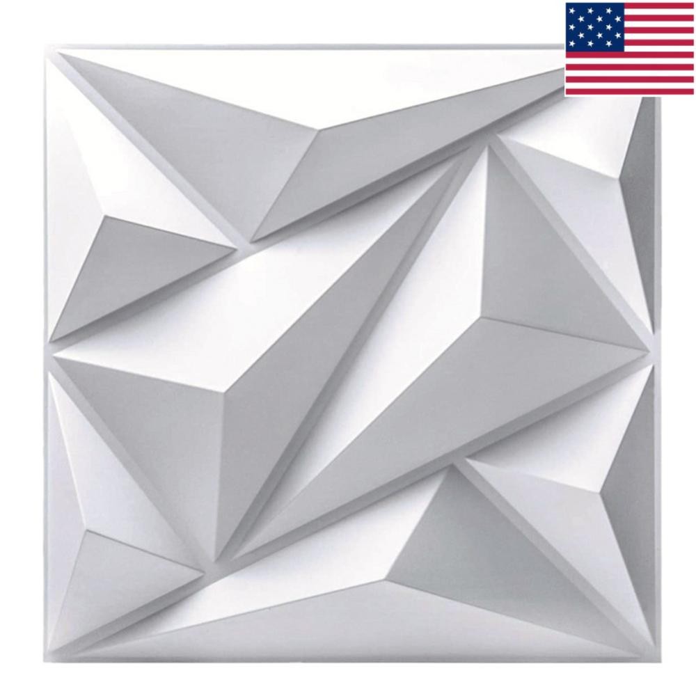 50Pcs 3D Wall Panel Diamond 30x30cm 3D Wall Paper (White)
