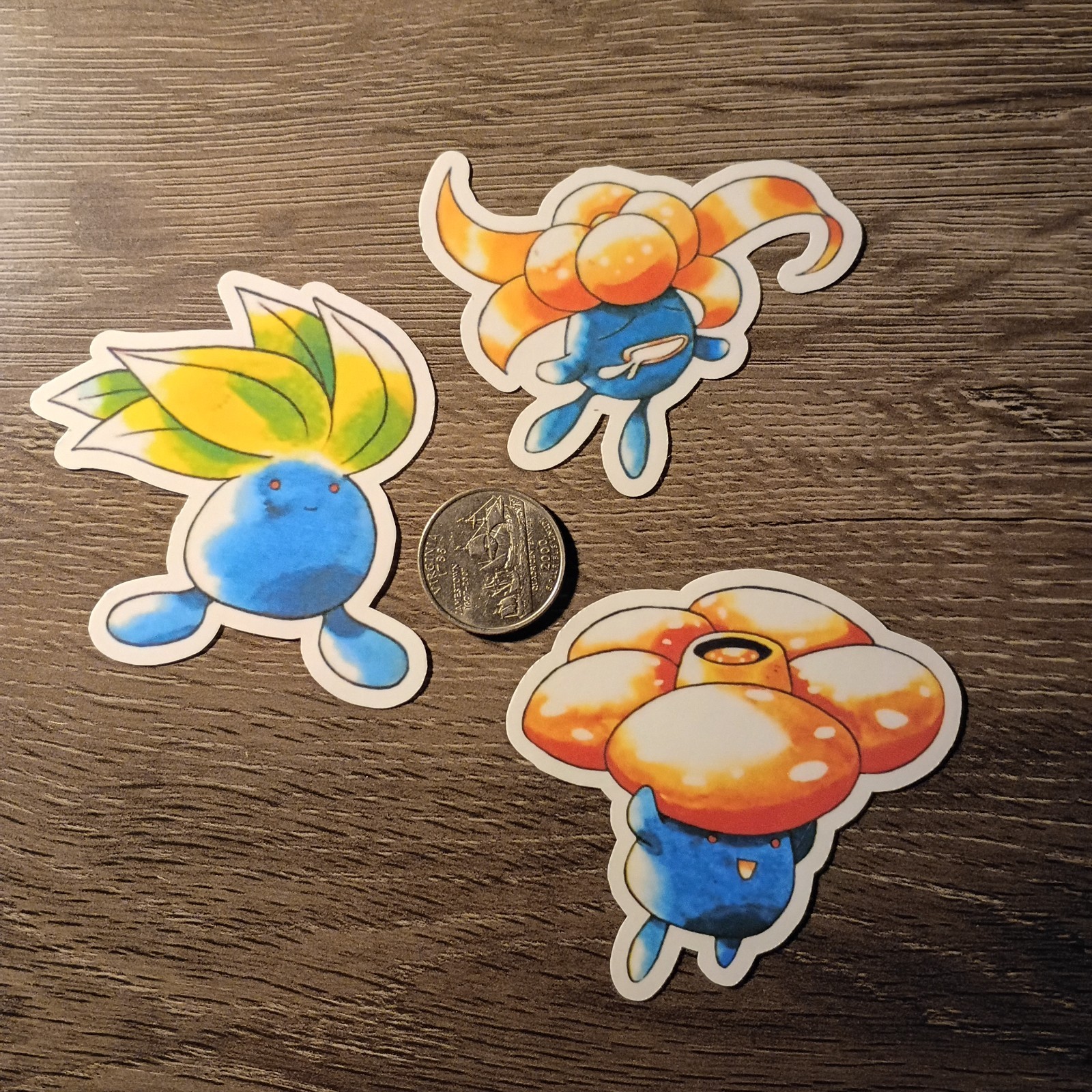 Gen 1 Oddish, Gloom, Vileplume Sticker – Vinyl Waterproof Die-cut – Red & Blue