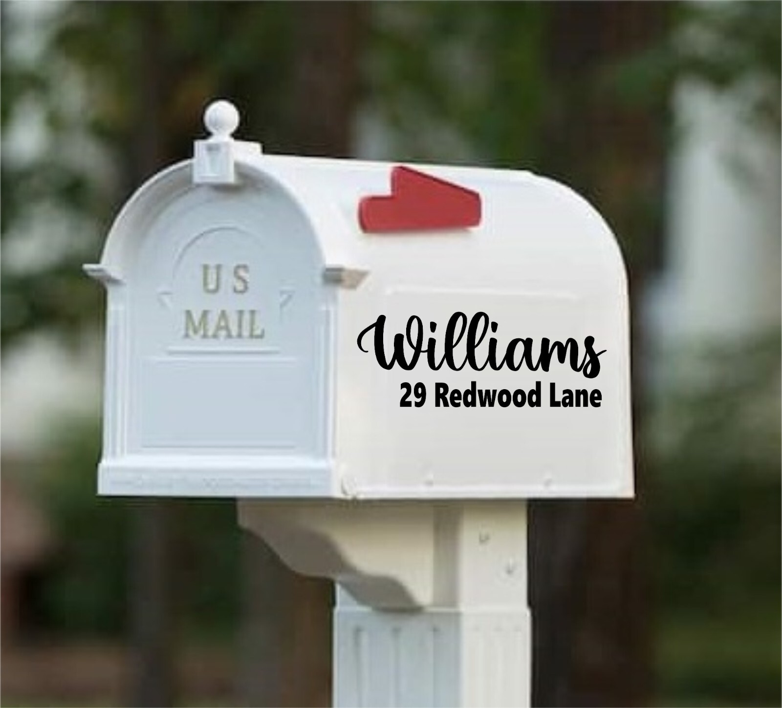 Set of 2 Personalized Vinyl Decals for Mailbox with Last Name and Street Address
