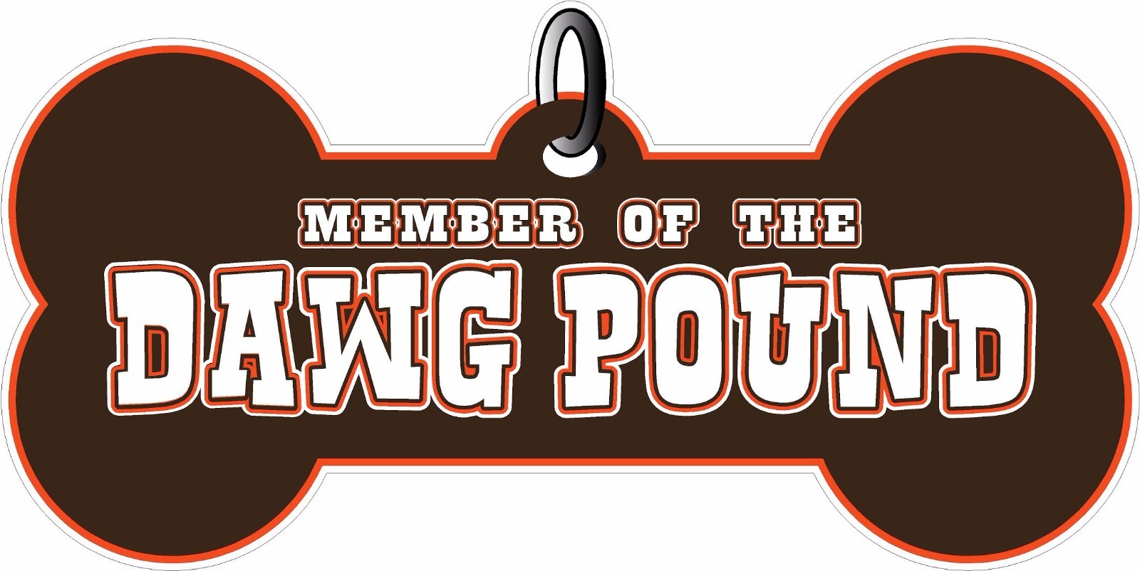 Member of the Dawg Pound Brown And Orange Dog Tag 8" Decal Sticker