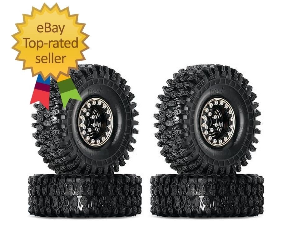 1.0 Brass Beadlock Tires Set 4PCS Tires for 1/18 TRX4M 1/24 RC Crawler Car Axial