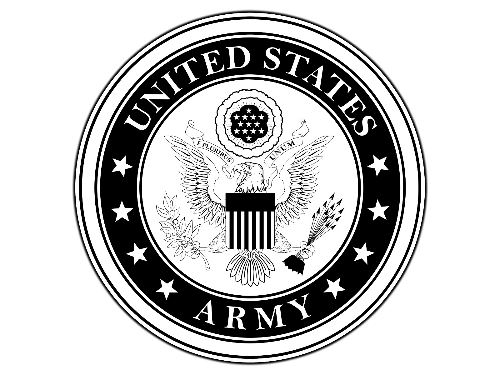 #2806 United States Army Emblem B&W Military Insignia Sticker Waterproof Vinyl
