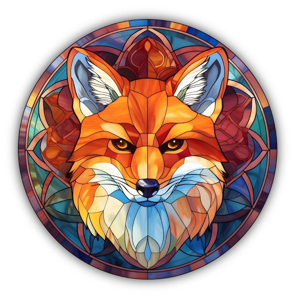 Fox Stained Glass Color Art Cut To Shape Vinyl Sticker