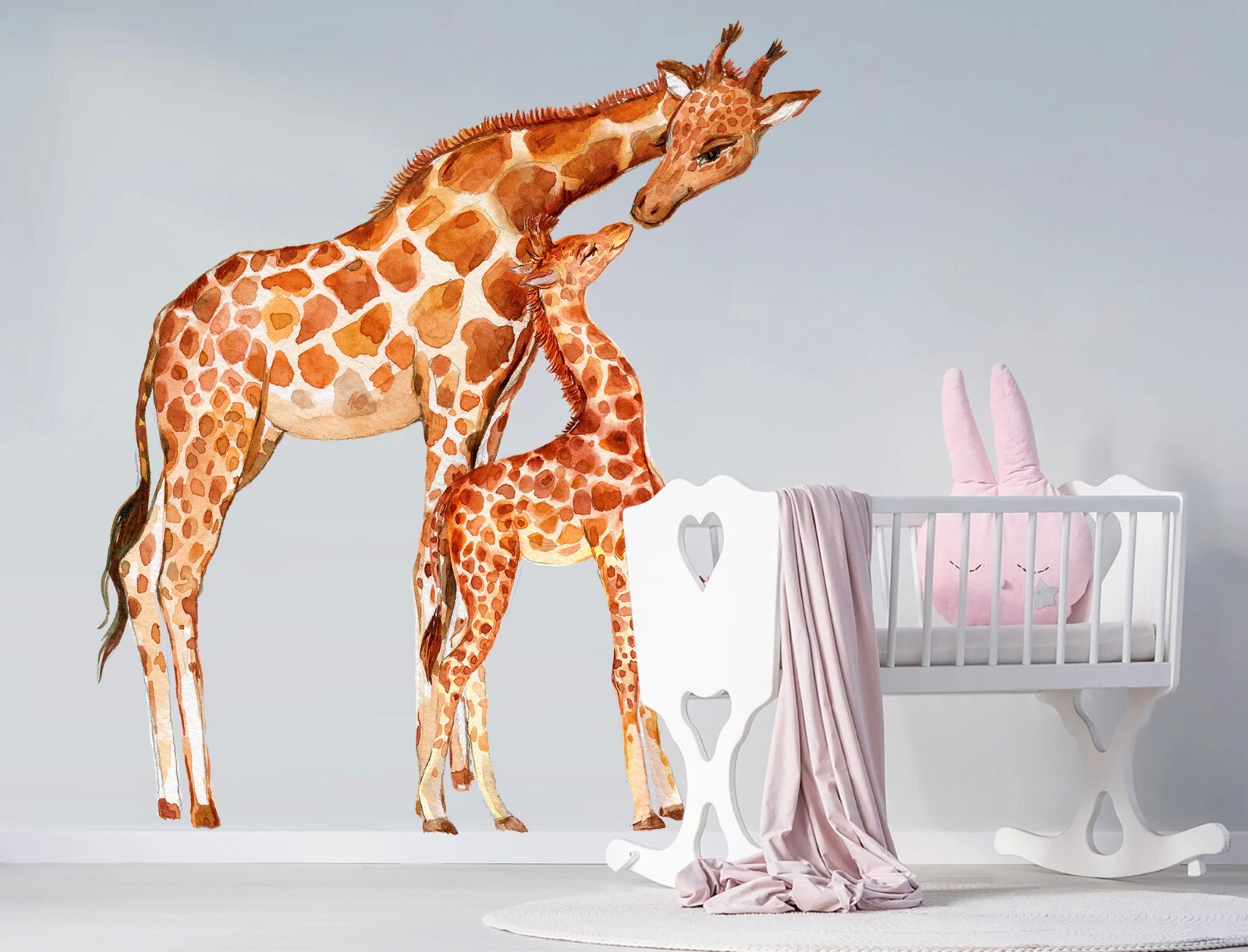 Customize Giant Giraffe Jungle Safari African animals nursery wall decals sticke