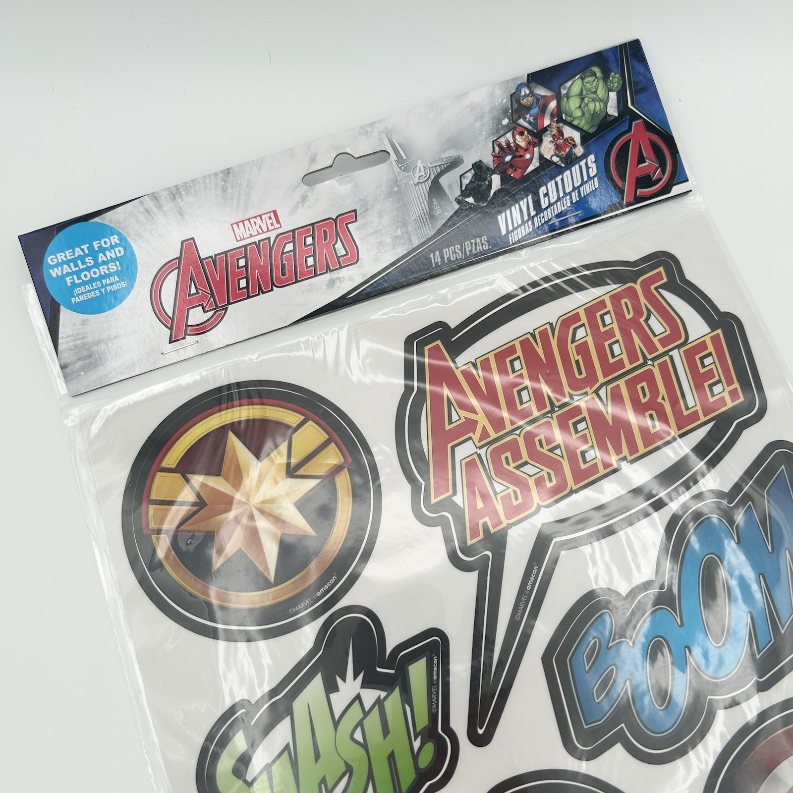 NEW Lot of 2 Marvel Avengers Action Comic Vinyl Cutouts 14 Pieces Each, 28 Total