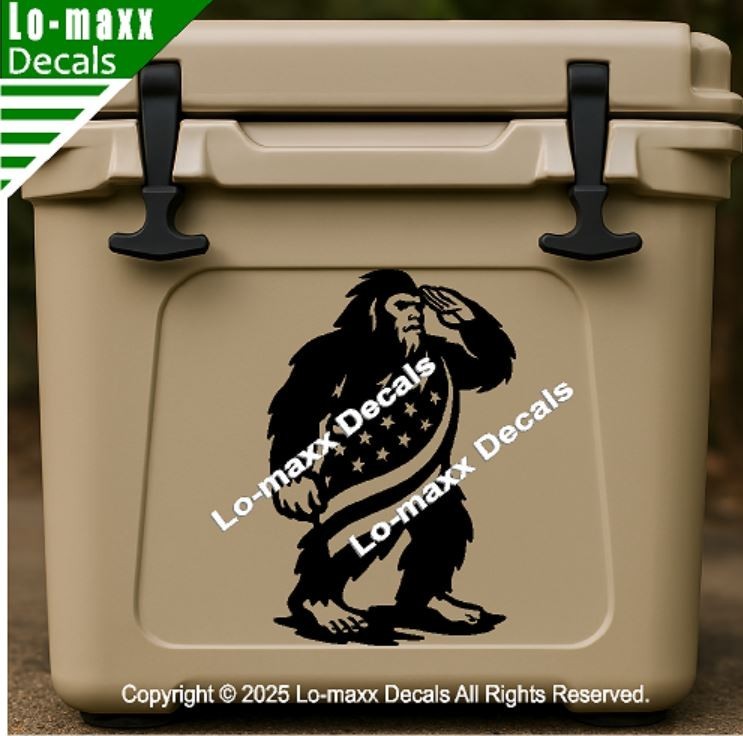 Patriotic Bigfoot Decal American Freedom Flag Sasquatch Sticker USA Vinyl Art