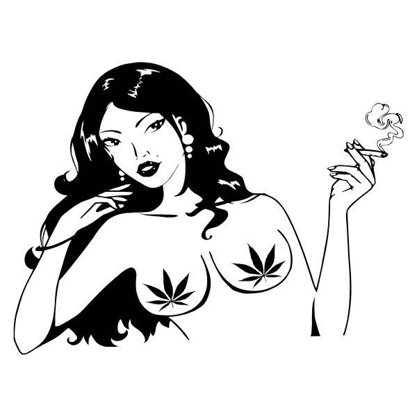 Weed Marijuana Sexy Woman Decal Sticker UV Vinyl Top Layer Ganja Smoke Accessory