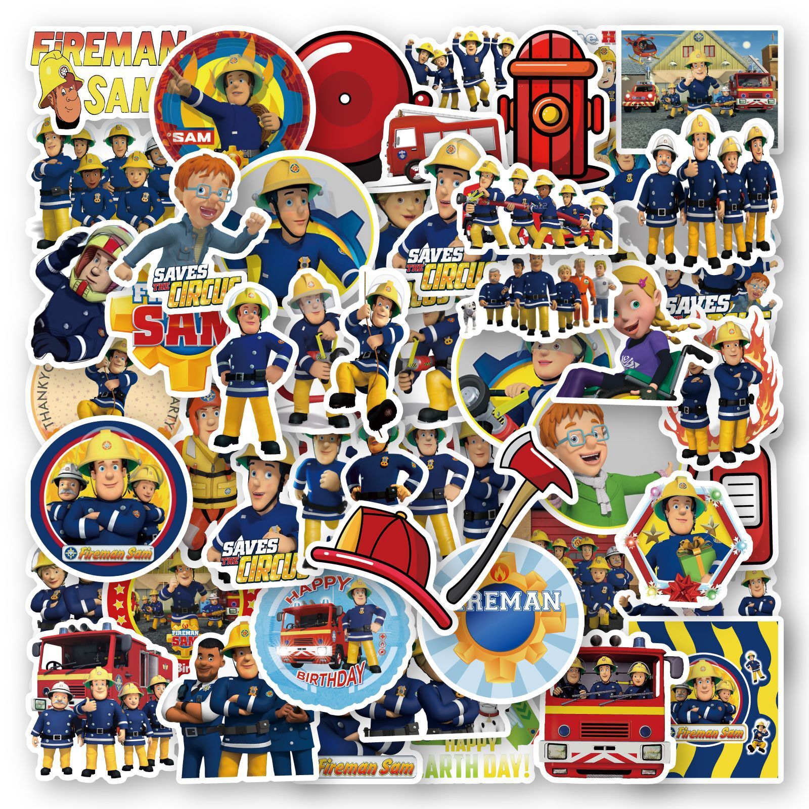 100Pcs Fireman Sam Sticker for Adults Teens Girls Scrapbooking Water Bottles