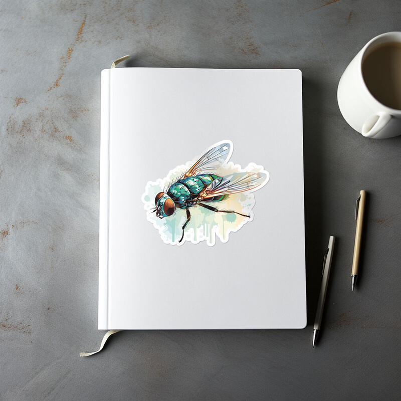 Watercolor Housefly Vinyl Decal Waterproof Car Bumper Sticker
