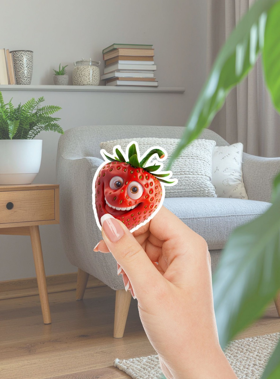 Smiley Face Strawberry Die Cut Stickers Set Laptop Water Bottle Sticker