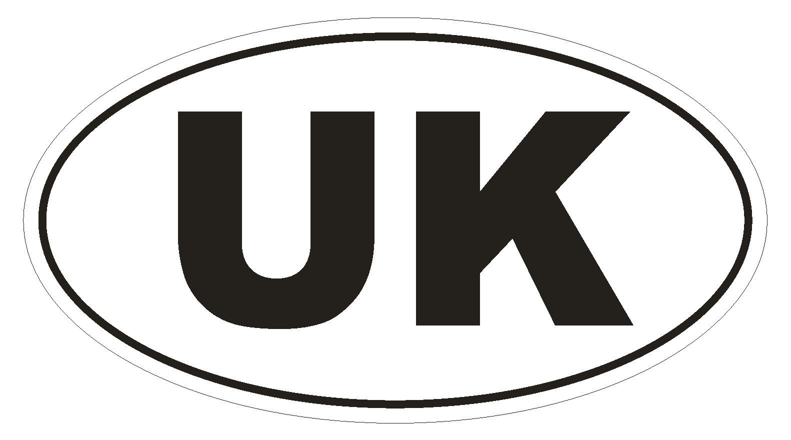 UK United Kingdom Country Code Oval Bumper Sticker or Helmet Sticker D1069