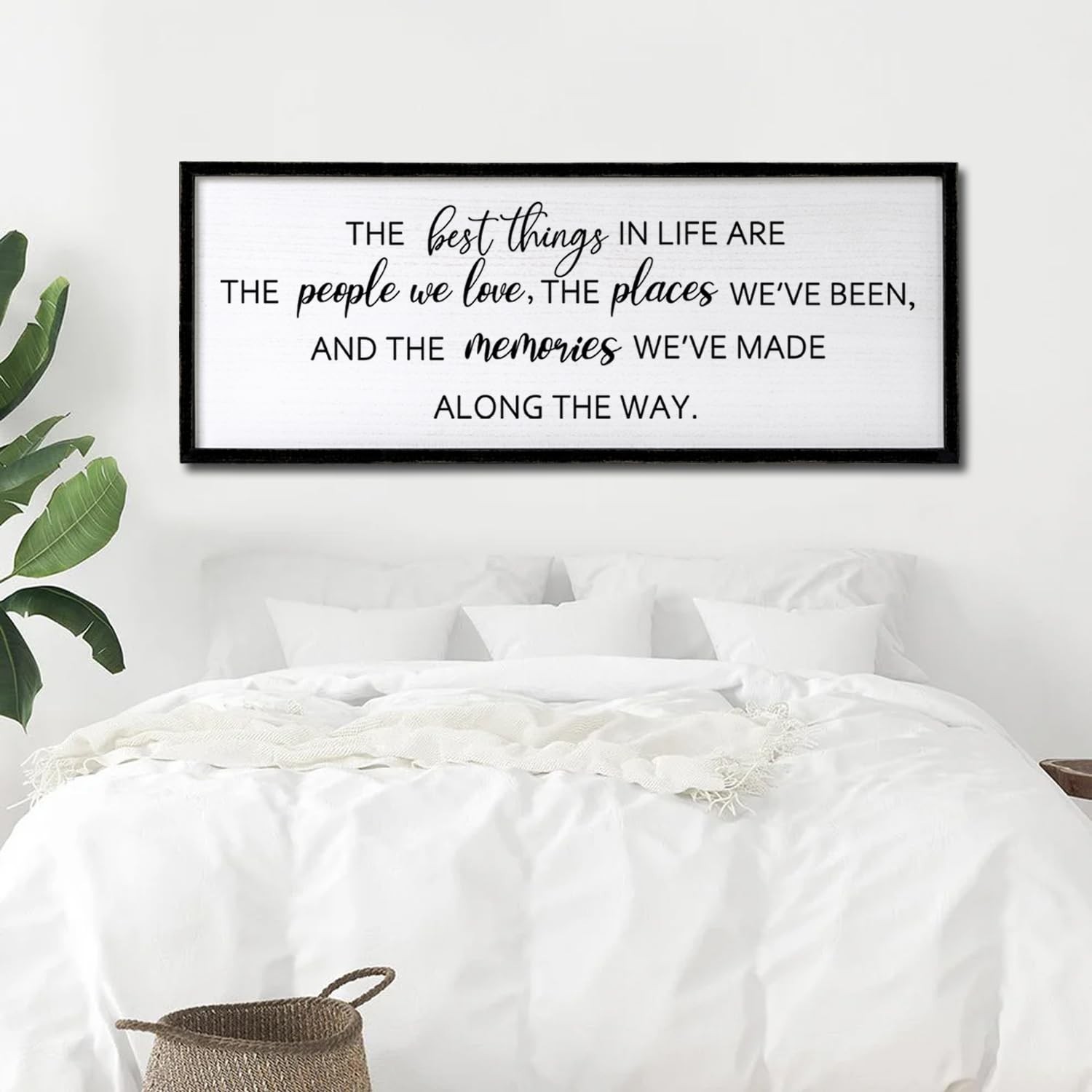 Foutcheou The Best Things in Life Wall Art, 32"×12" Framed Wood Memories