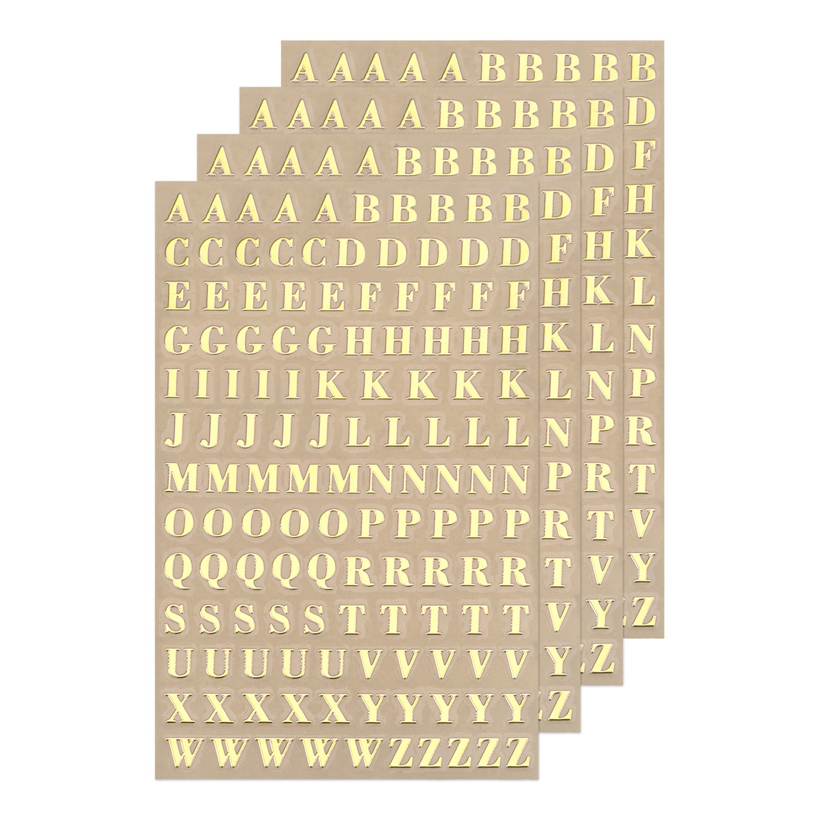 4 Sheet Letter Resin Stickers Mini Glitter Uppercase Self Adhesive Gold 3mm High