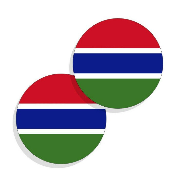 The Gambia Flag Stickers Flag Decals Round Indoor Outdoor Circles 4 pack