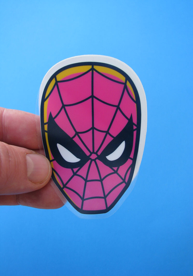 Spider-Man Clear Vinyl Sticker 80s Marvel Comic Skateboard Laptop Decal