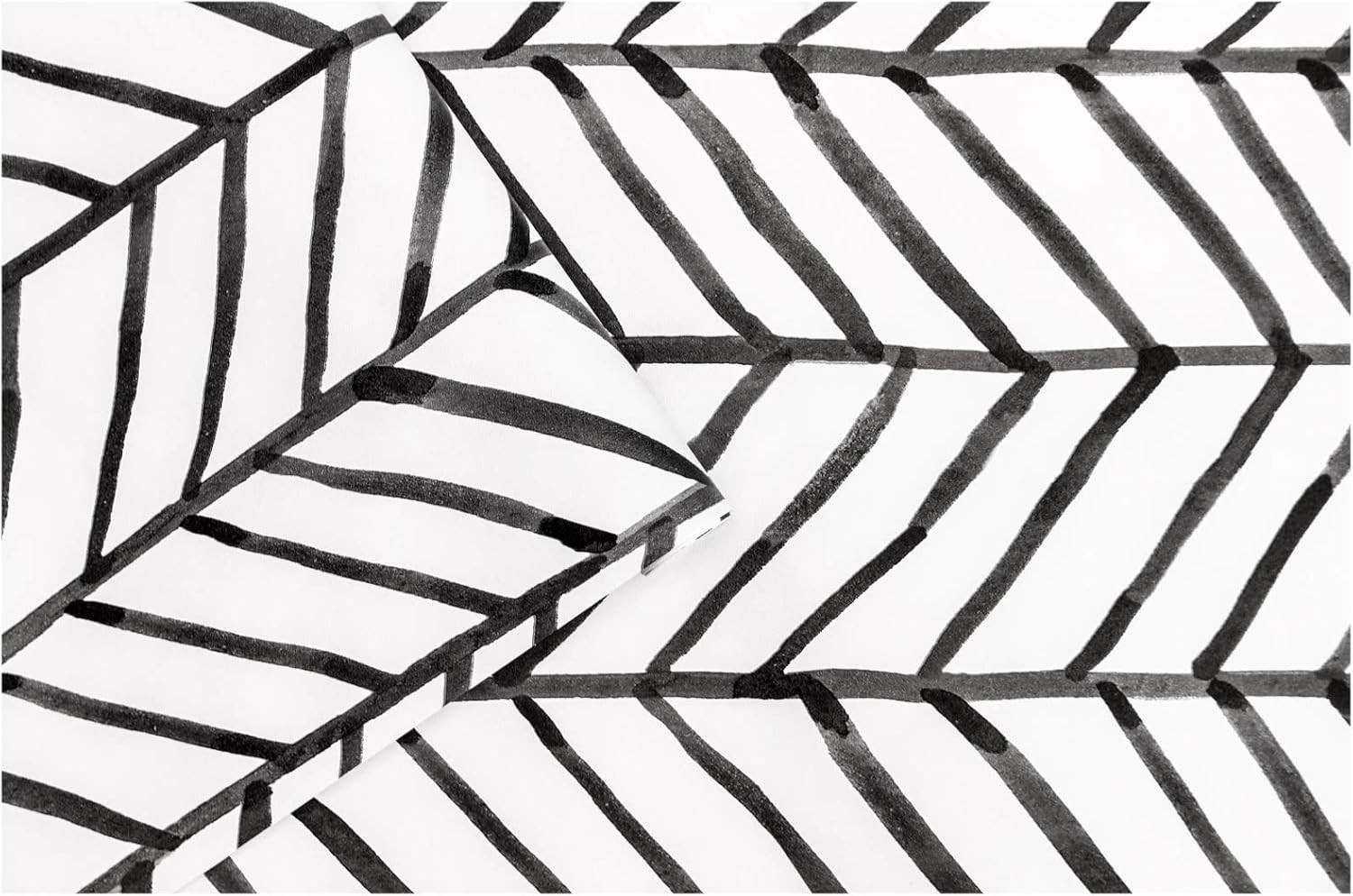 Peel Stick Accent Wallpaper Herringbone Black White Vinyl Removable Modern Chic