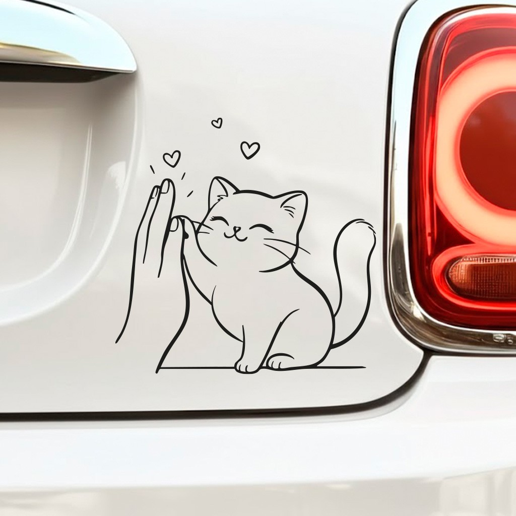 Cute Cat High Five Sticker Funny Pet Lover Car Laptop Vinyl Decal Waterproof
