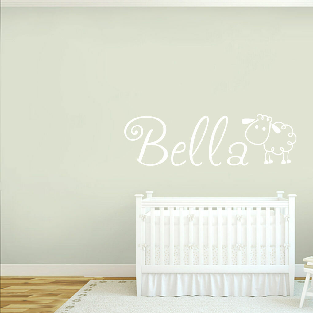 Custom Name with Sheep Wall Decal – Personalized Nursery & Kids Room Animal