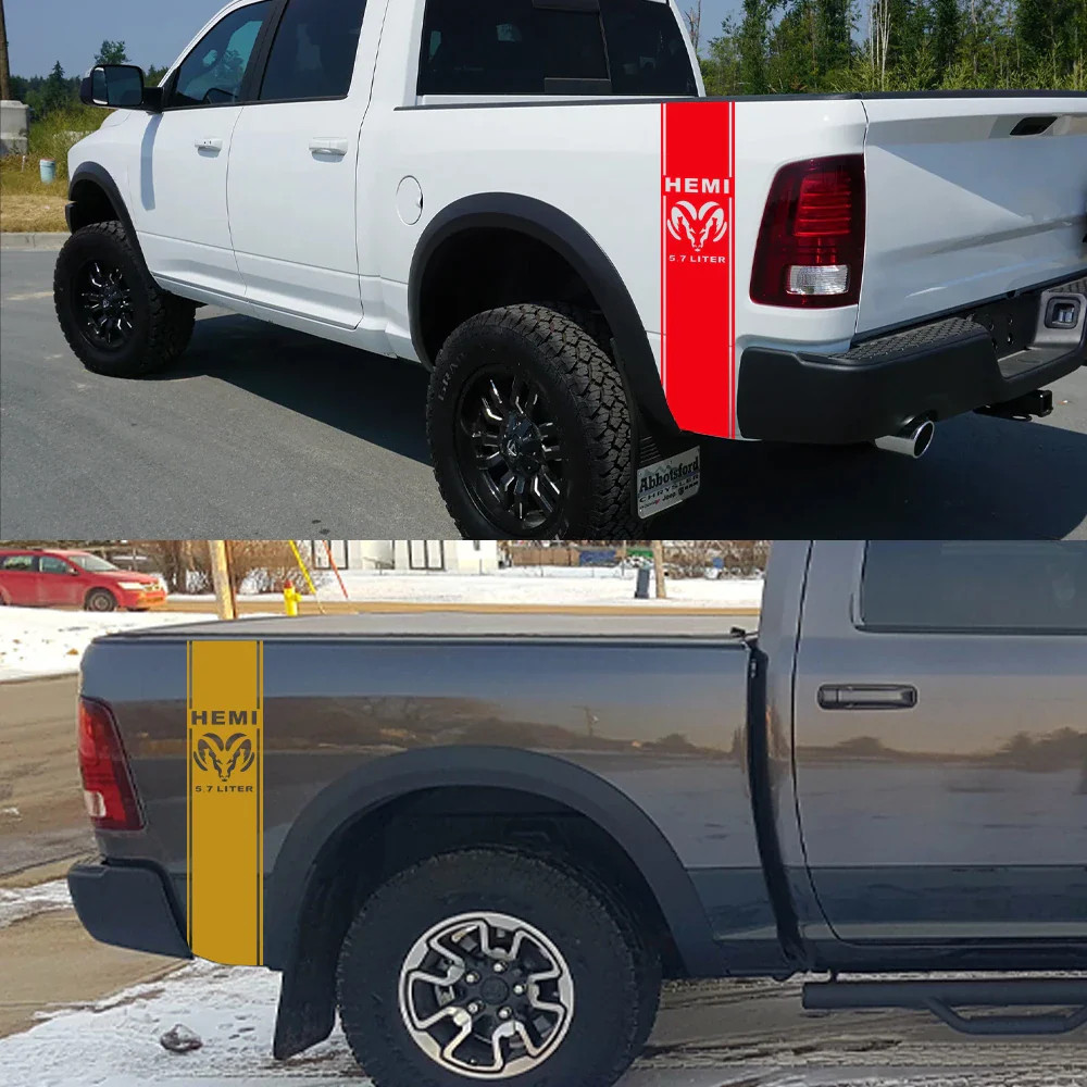 Back Door & Side Decal for Dodge RAM 1500 / 2500 HEMI Rebel 5.7L | Custom Vinyl