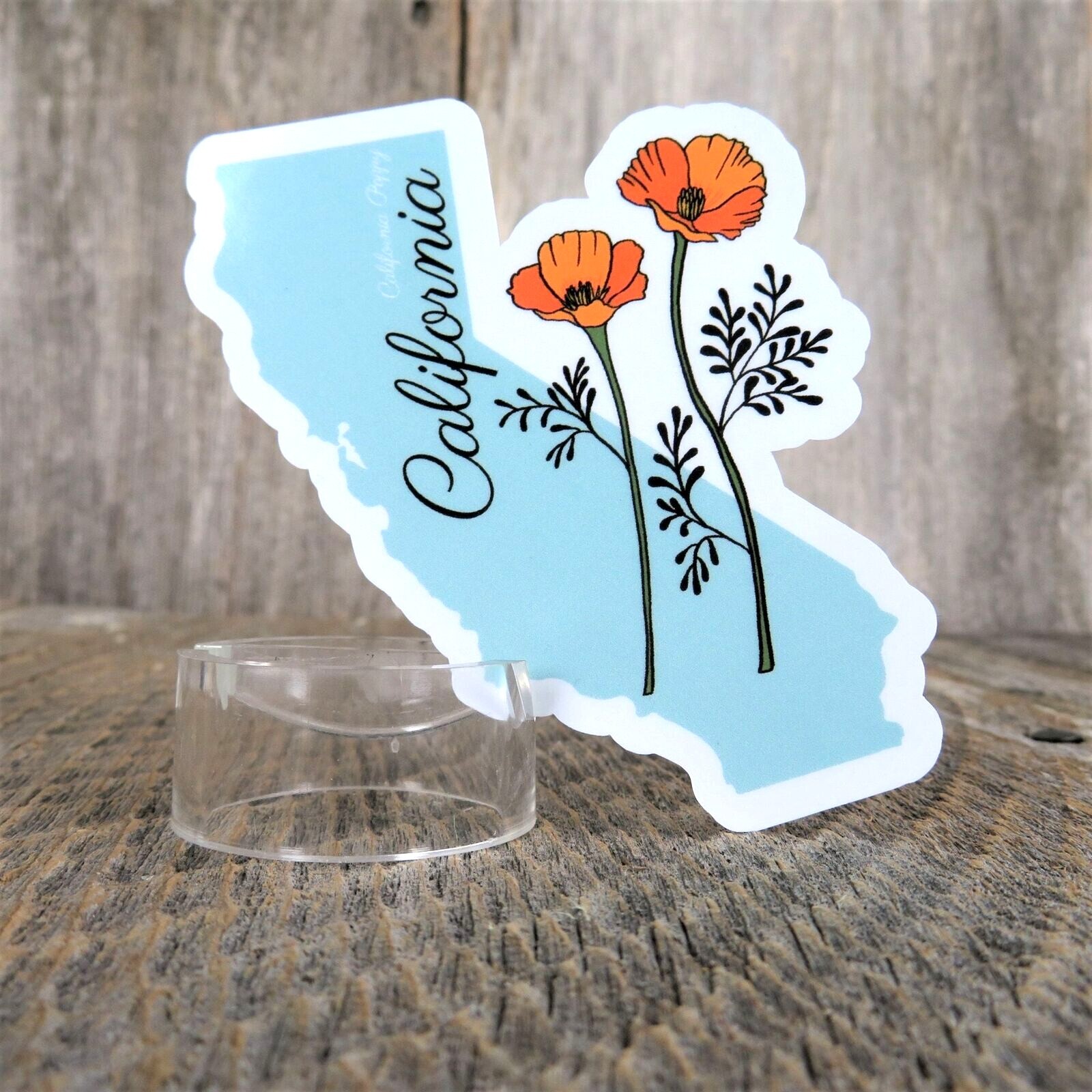 California State Shaped Sticker Poppy State Flower Waterproof Souvenir Home