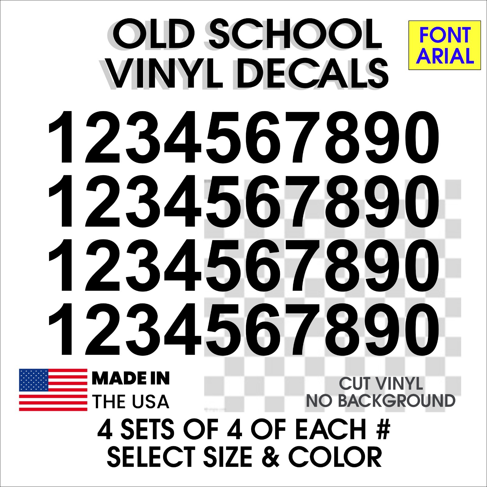 0-9 Numbers Vinyl Sticker Decals Set of 40 – Select Color & Size 1" to 4"