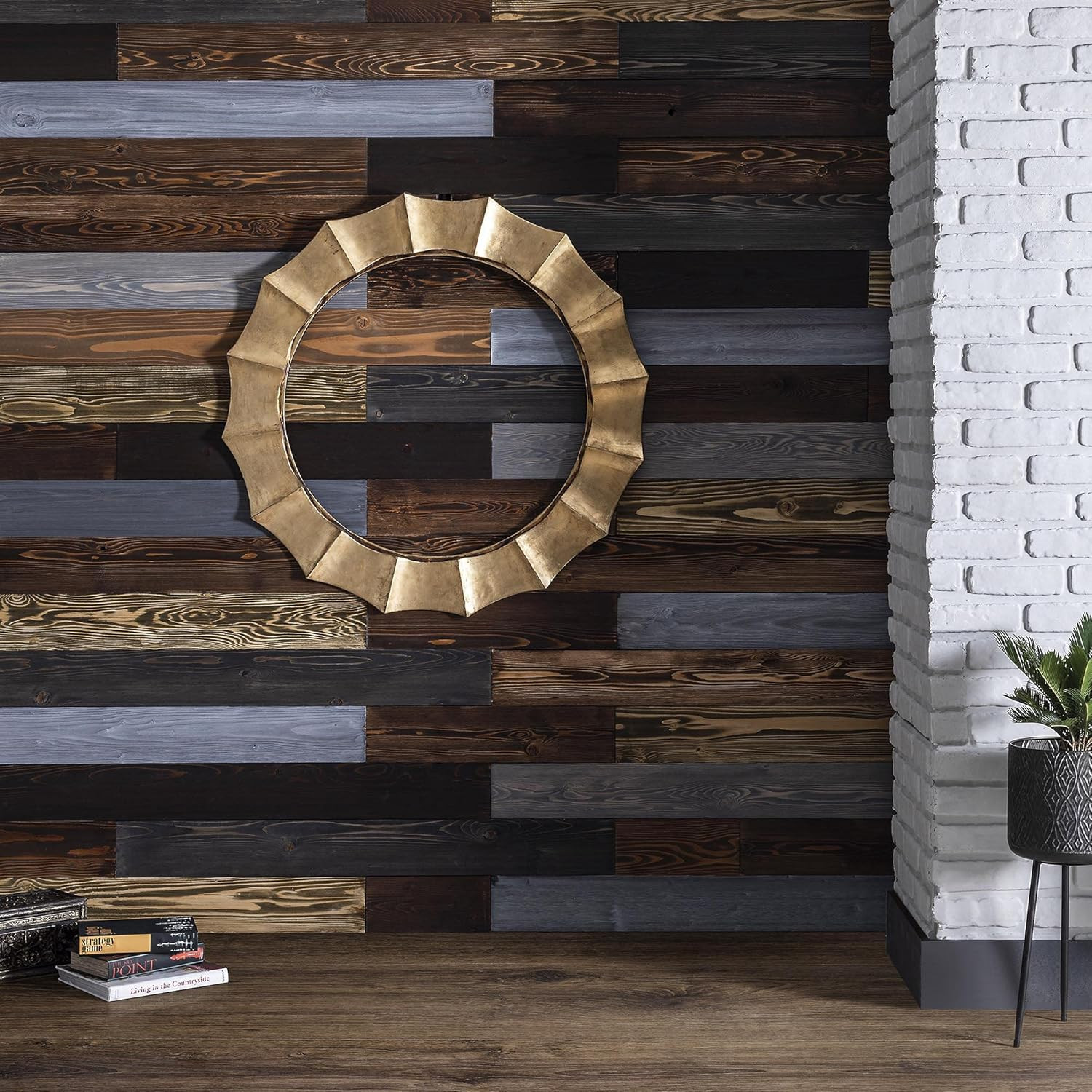 5.5 Inches Wide Barnwood Wall Planks, Rustic Solid Wood Panels, Accent Wall Deco