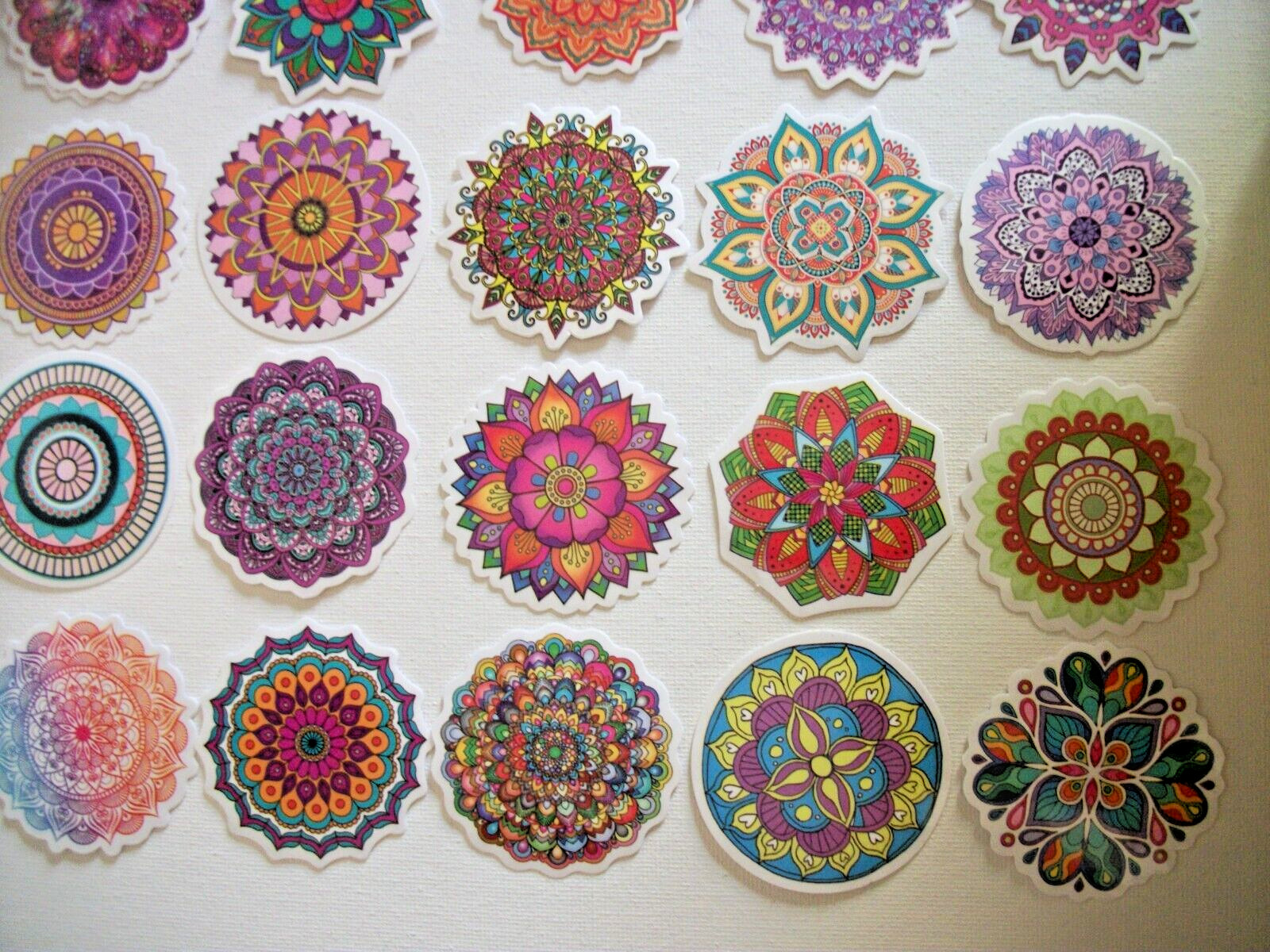 Set of 10 MANDALA FLOWER Waterproof Vinyl Decal Stickers~ Crafts, Laptop & More