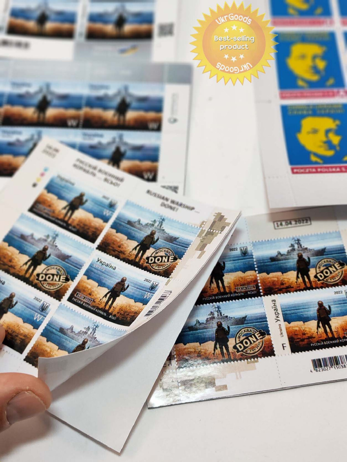 Lot of 5 stickers Russian warship go F *** yourself, stamps Ukraine War Zelensky