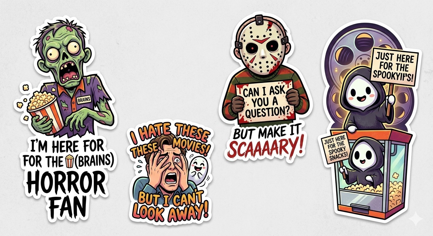 4 Horro Comedy Stickers Decal Phone Laptop