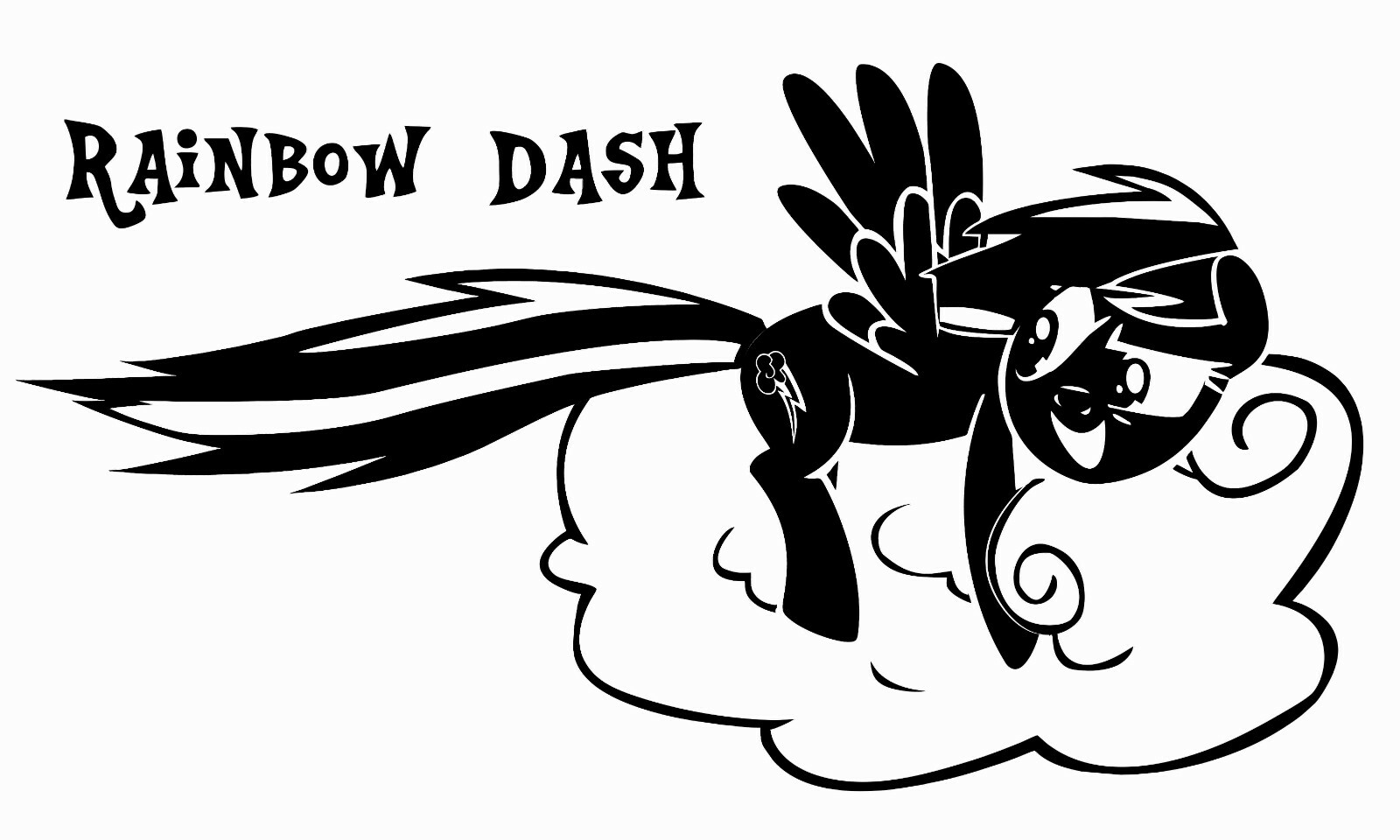 Female Pegasus My Little Pony Rainbow Dash Riding Cloud Vinyl Wall Decal Design