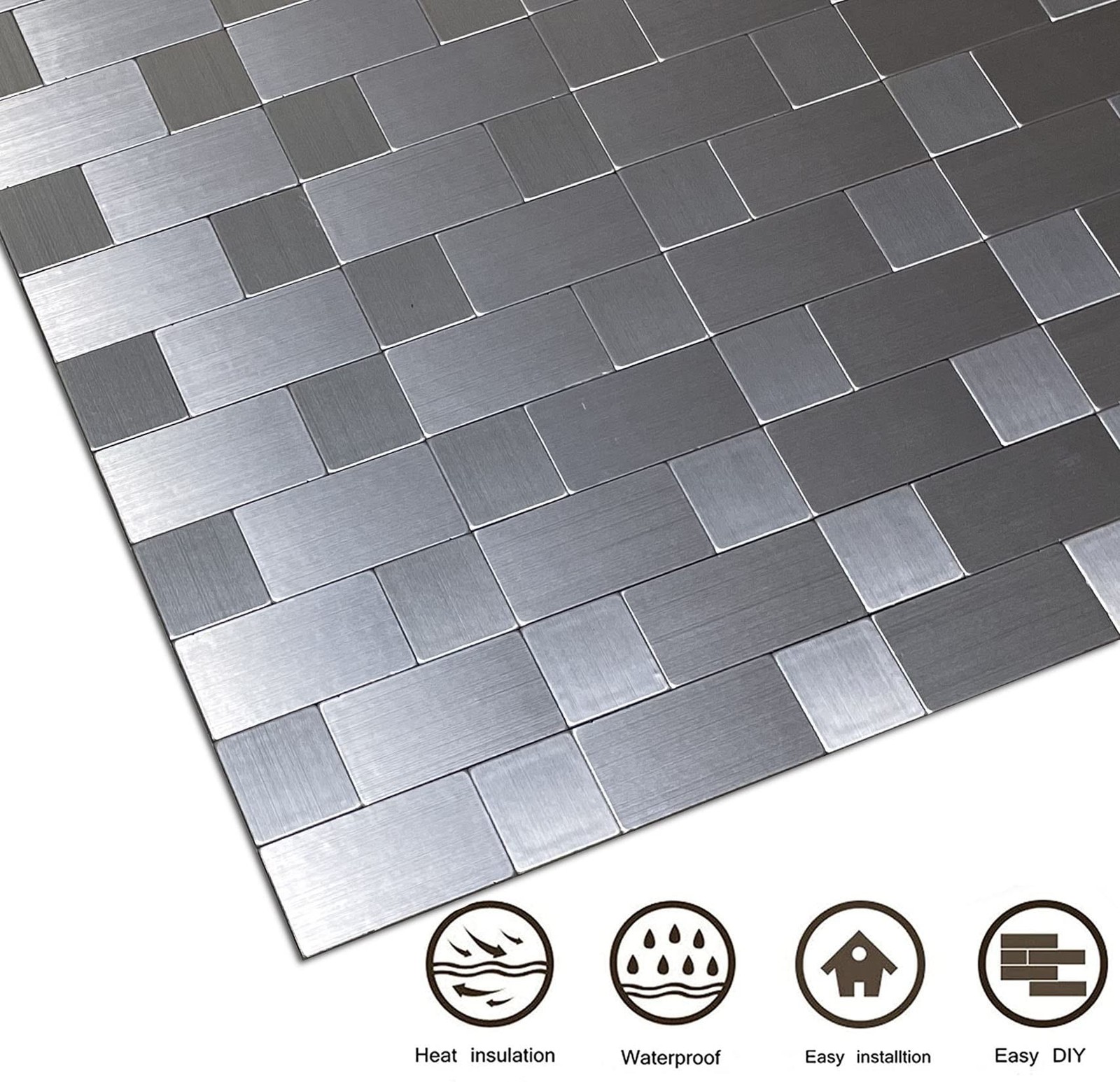 10-Sheet Peel and Stick Backsplash Tile，Self-Adhesive Metal Sticker ʌ