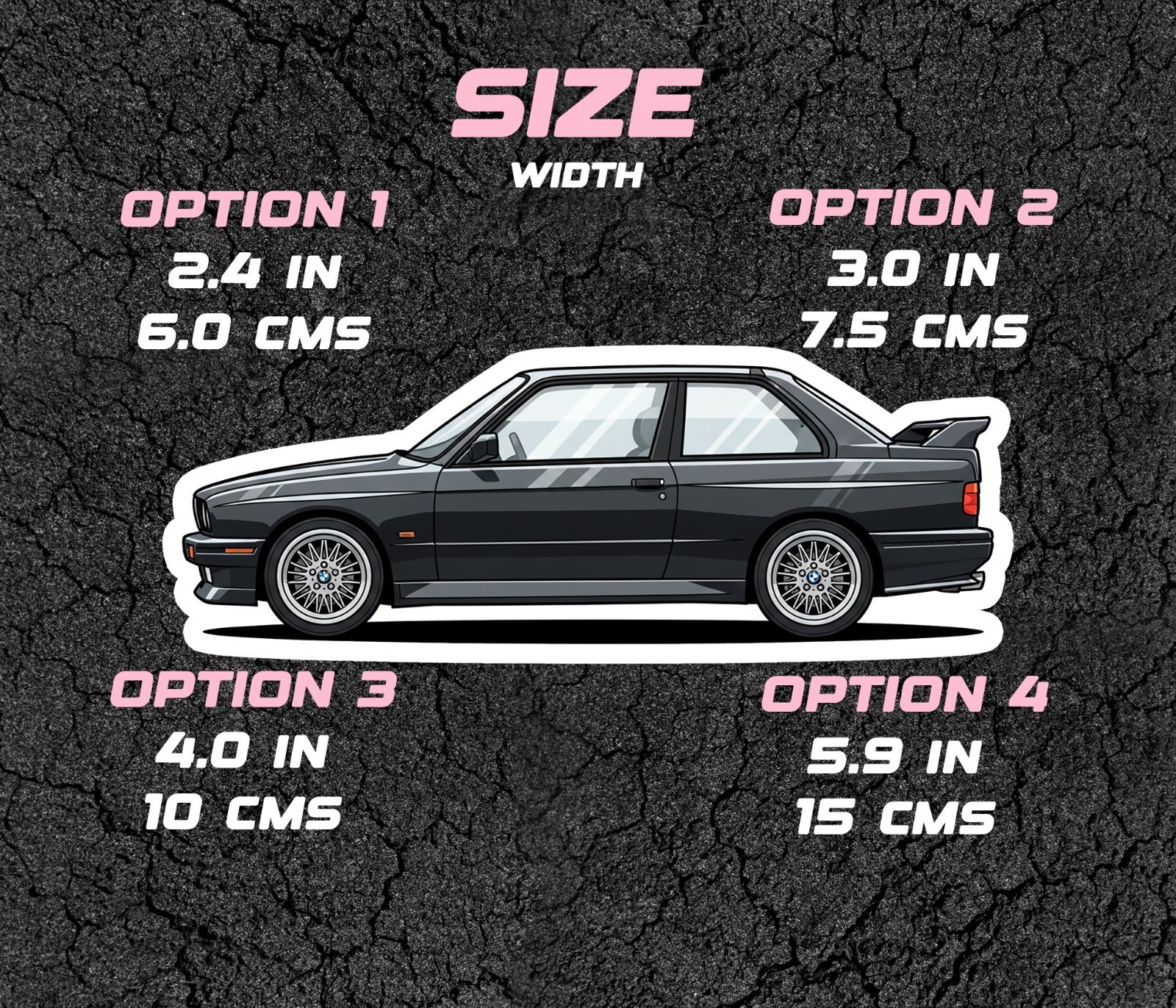 BMW M3 E30 Car Profile Sticker for Laptop, Phone Case, Book, Window, Kids etc.