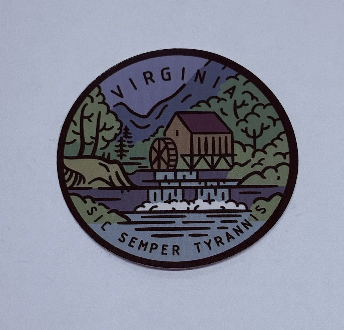 Virginia State Sticker Water Mill Decal Vinyl USA Travel Souvenirs Journal Tc6