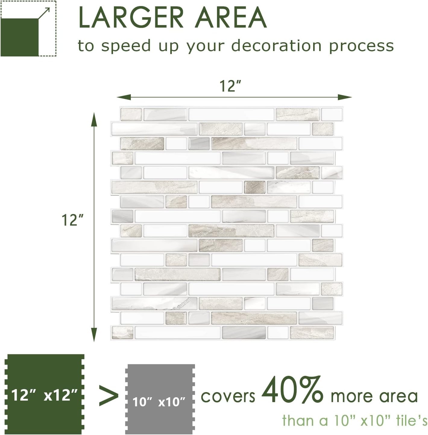 STICKGOO Thicker Design Peel Stick Self Adhesive Stick On Tile Backsplash 12×12”