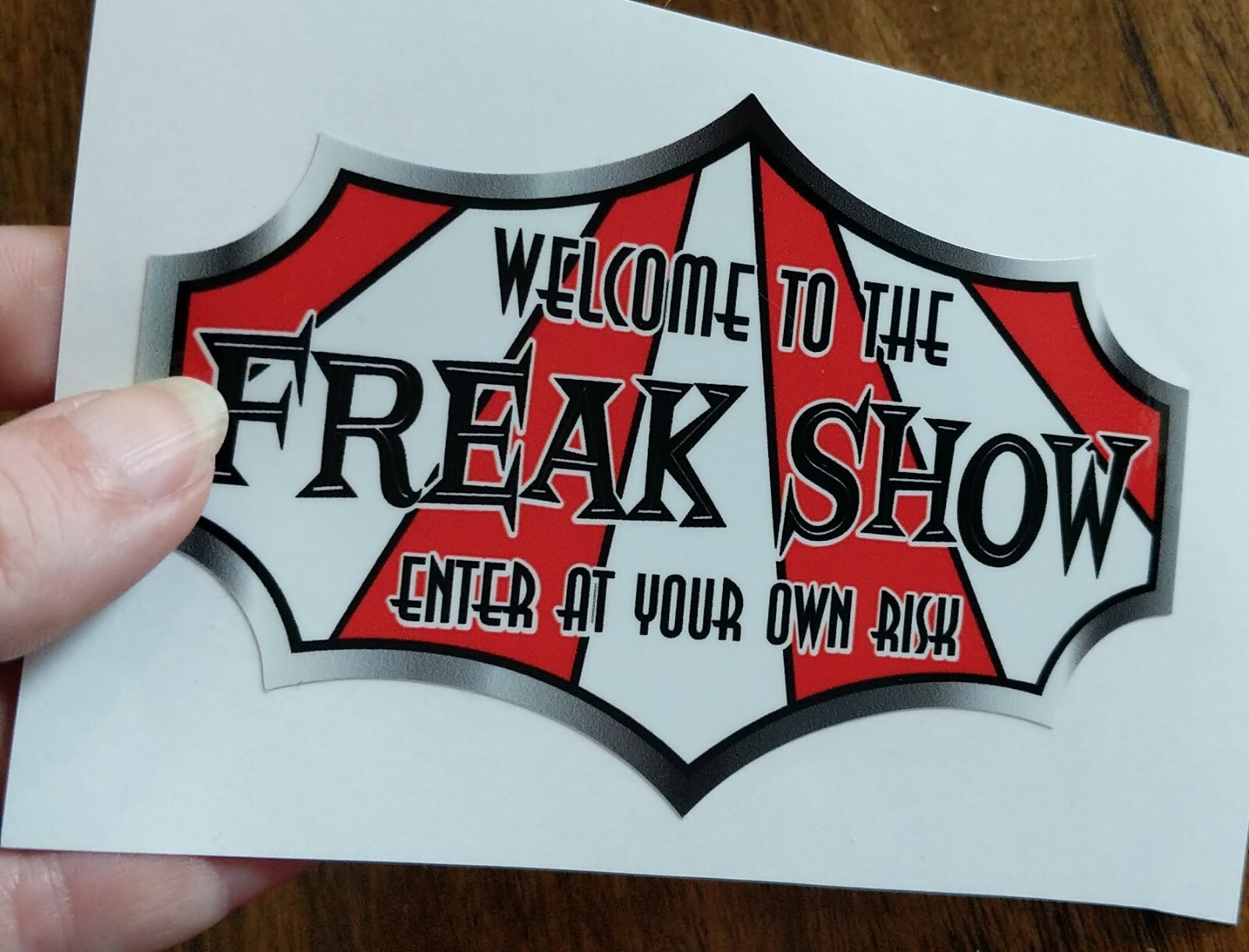 5" Welcome To The Freak Show Decal Funny Vinyl Sticker Circus Red & White Tent