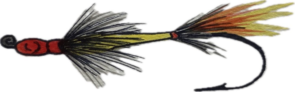 Fishing Fly Lure Red/Black/Yellow Decal Sticker for Car/Truck Windows Phones