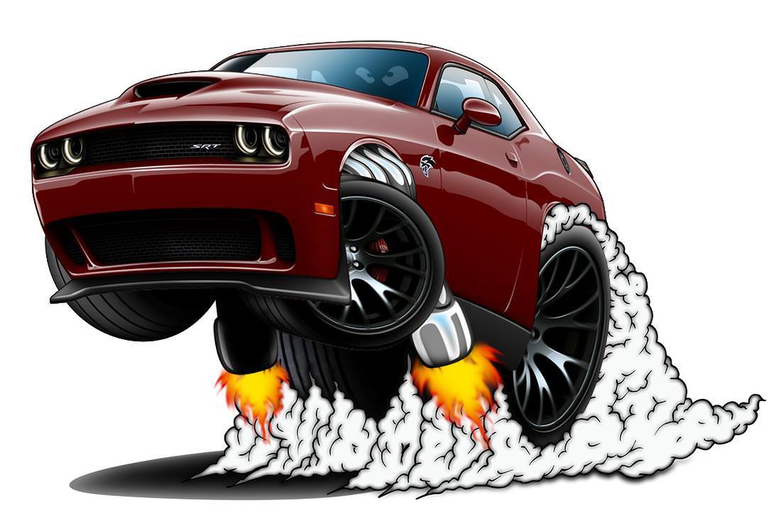 Challenger SRT Hellcat WILD RIDES Car-toon Wall Art Graphic Sticker
