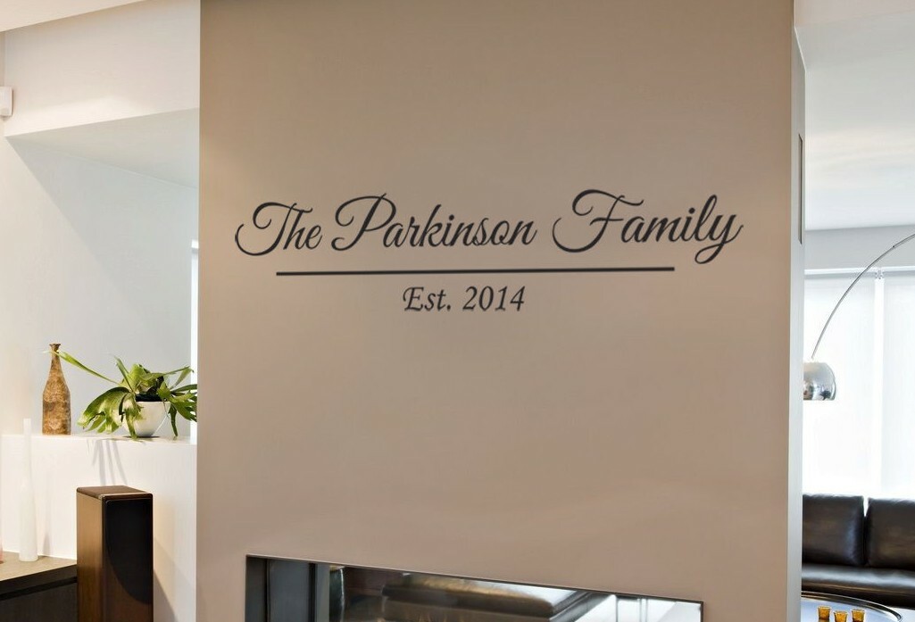 FAMILY NAME WALL STICKER PERSONALISED VINYL CONTEMPORARY TRANSFER