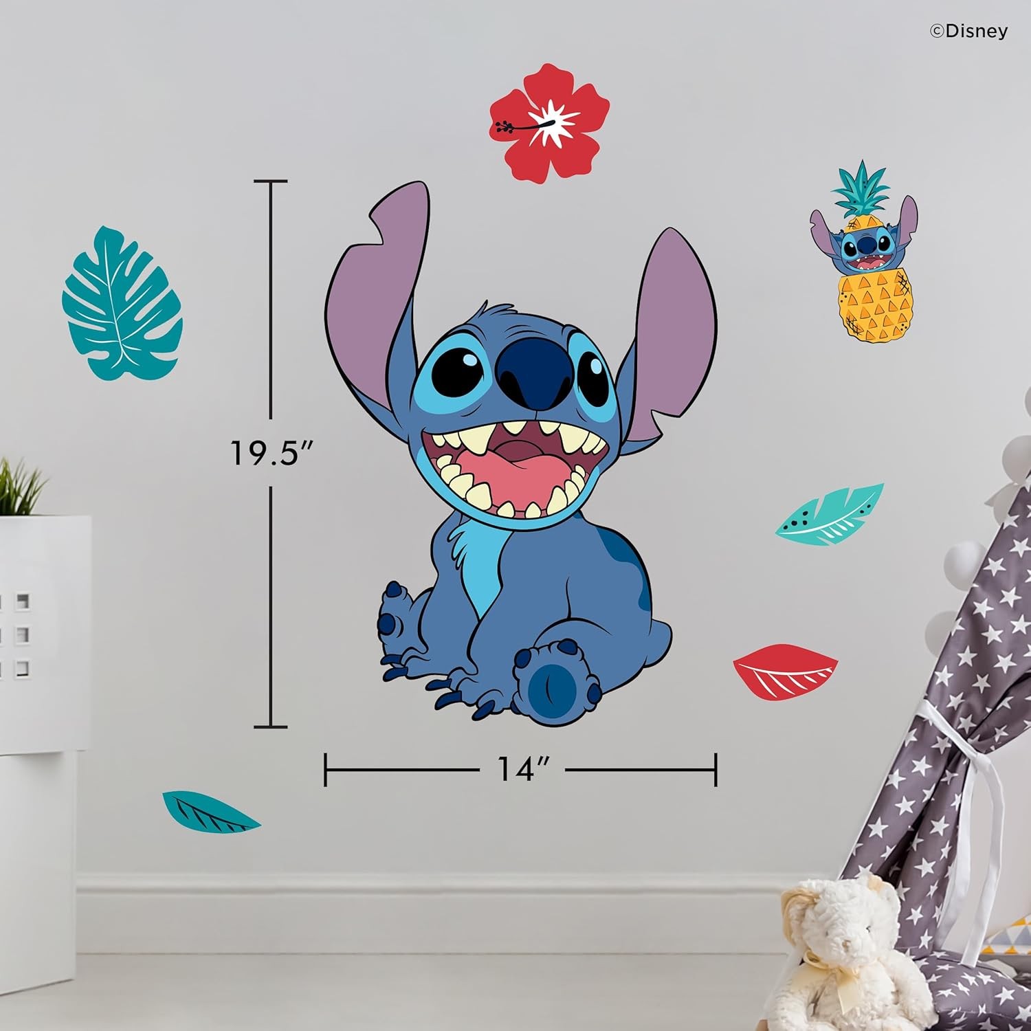 Disney Lilo and Stitch Wall Decals – 20" Stitch Wall Vinyl Stickers Bedroom D…