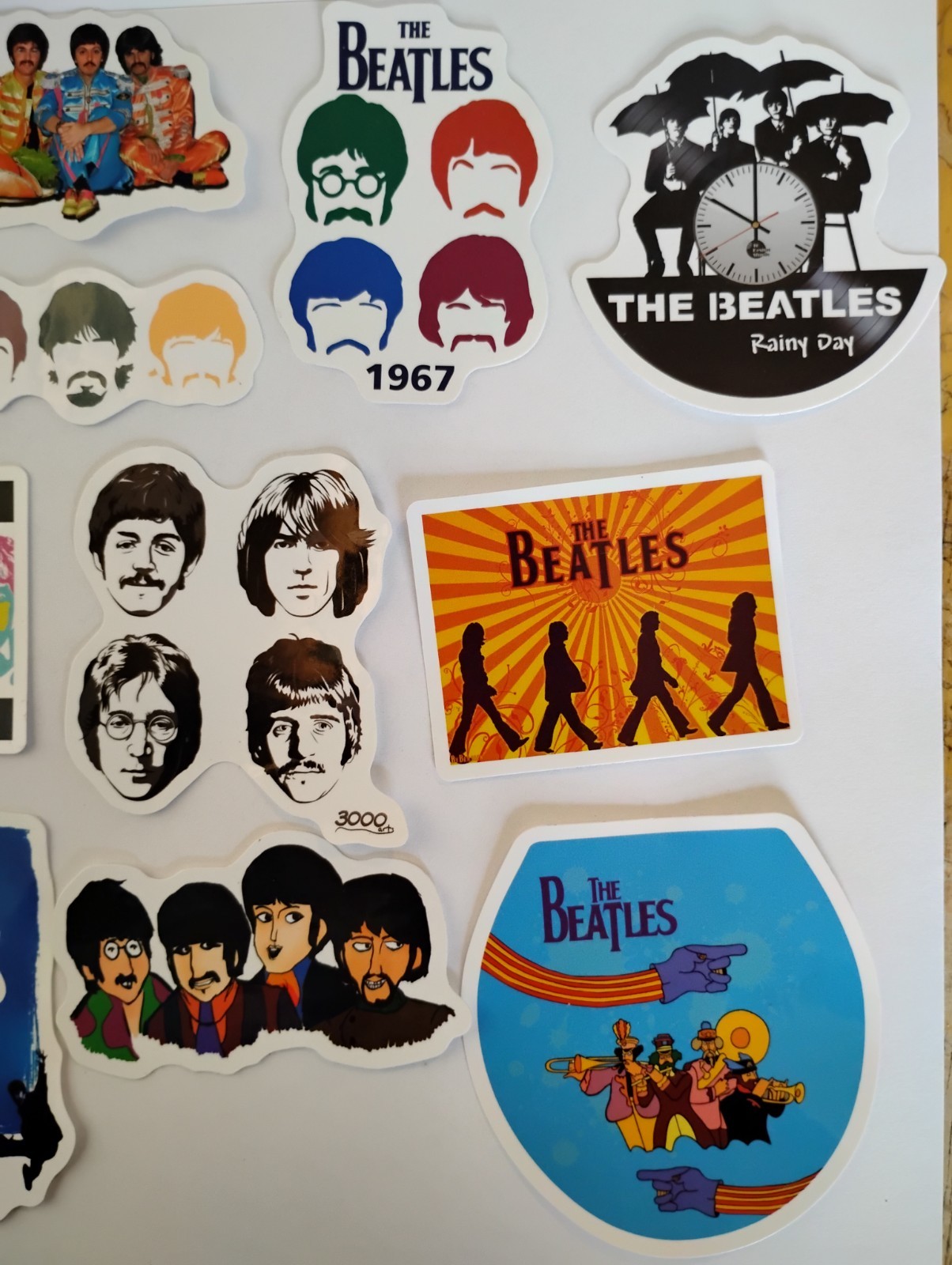 THE BEATLES Lot (14) 1 1/2" to 2 3/4" Band Logo STICKERS JOHN LENNON