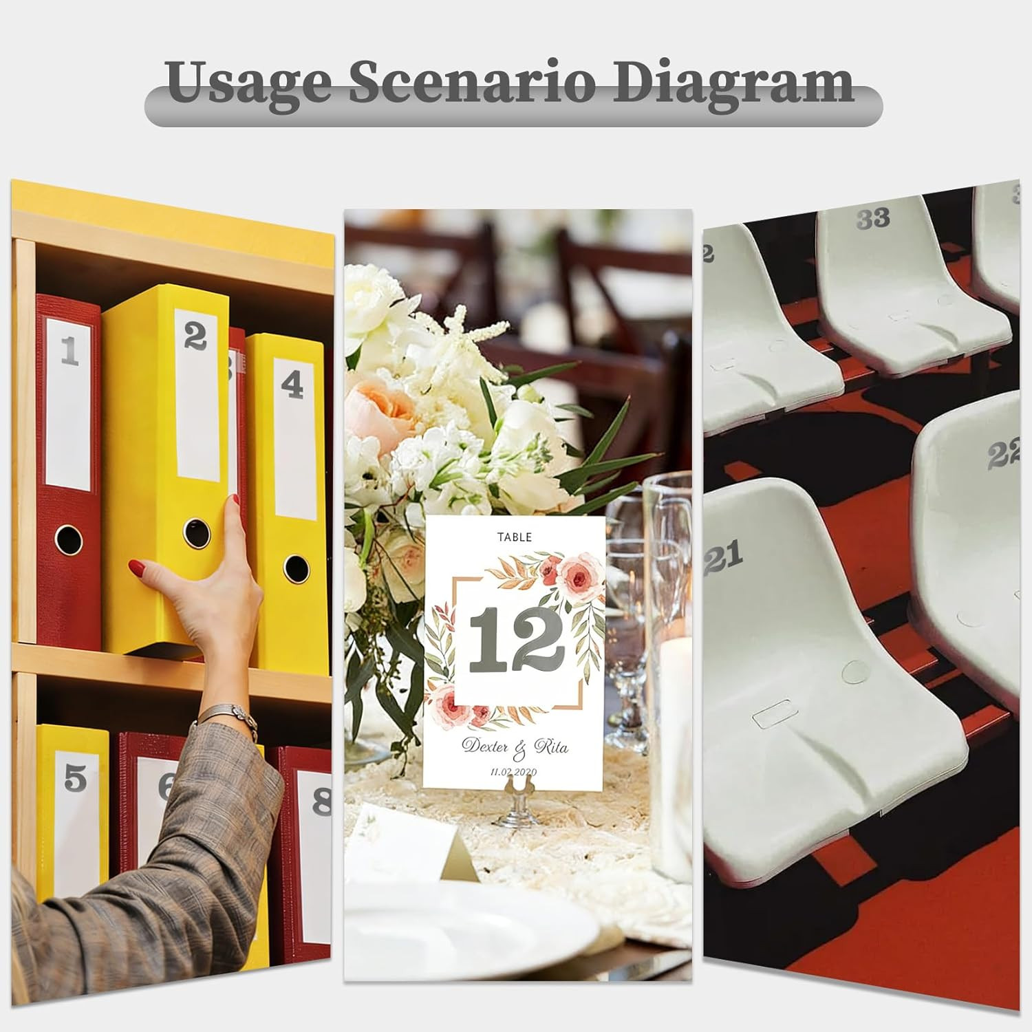 24 Sets 2 Inch 0-9 Self Adhesive Vinyl Number Stickers for File,Lockers,Mailbox,