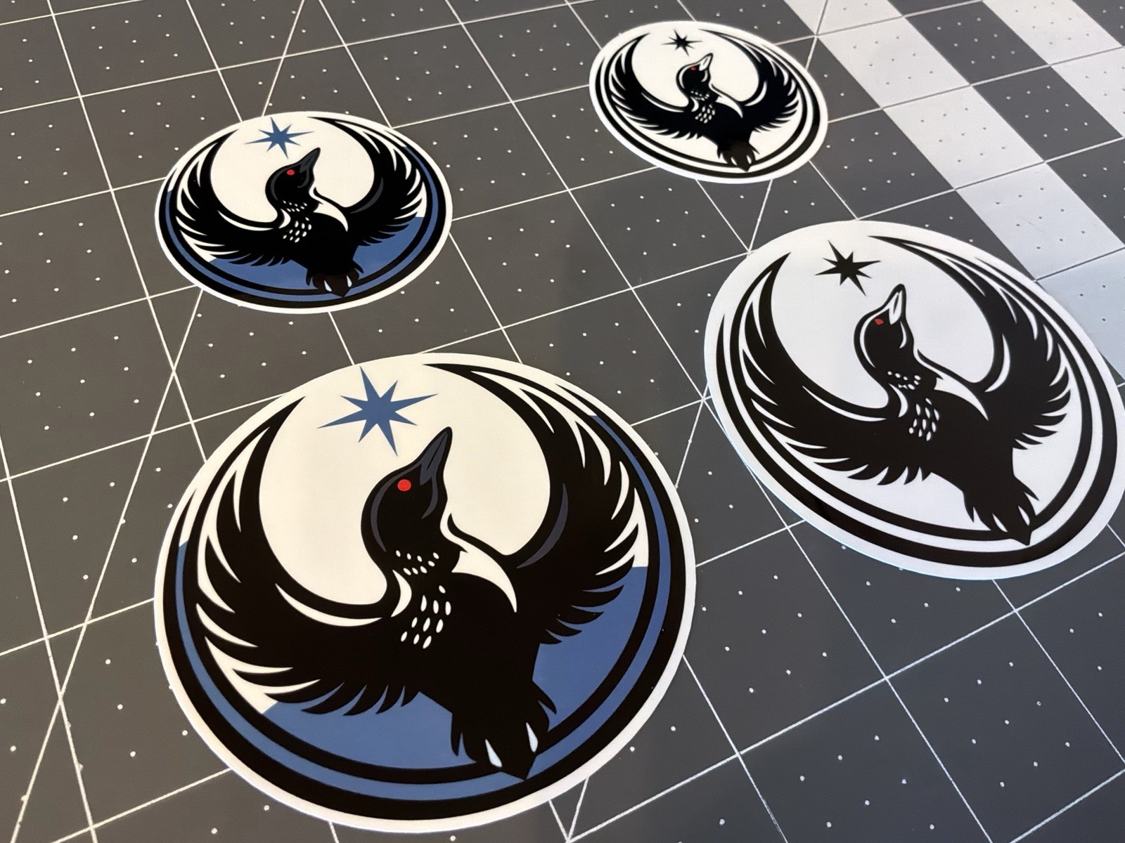 Minnesota loon Sticker 3 Inch And 4 Inch 4 Sticker Lot