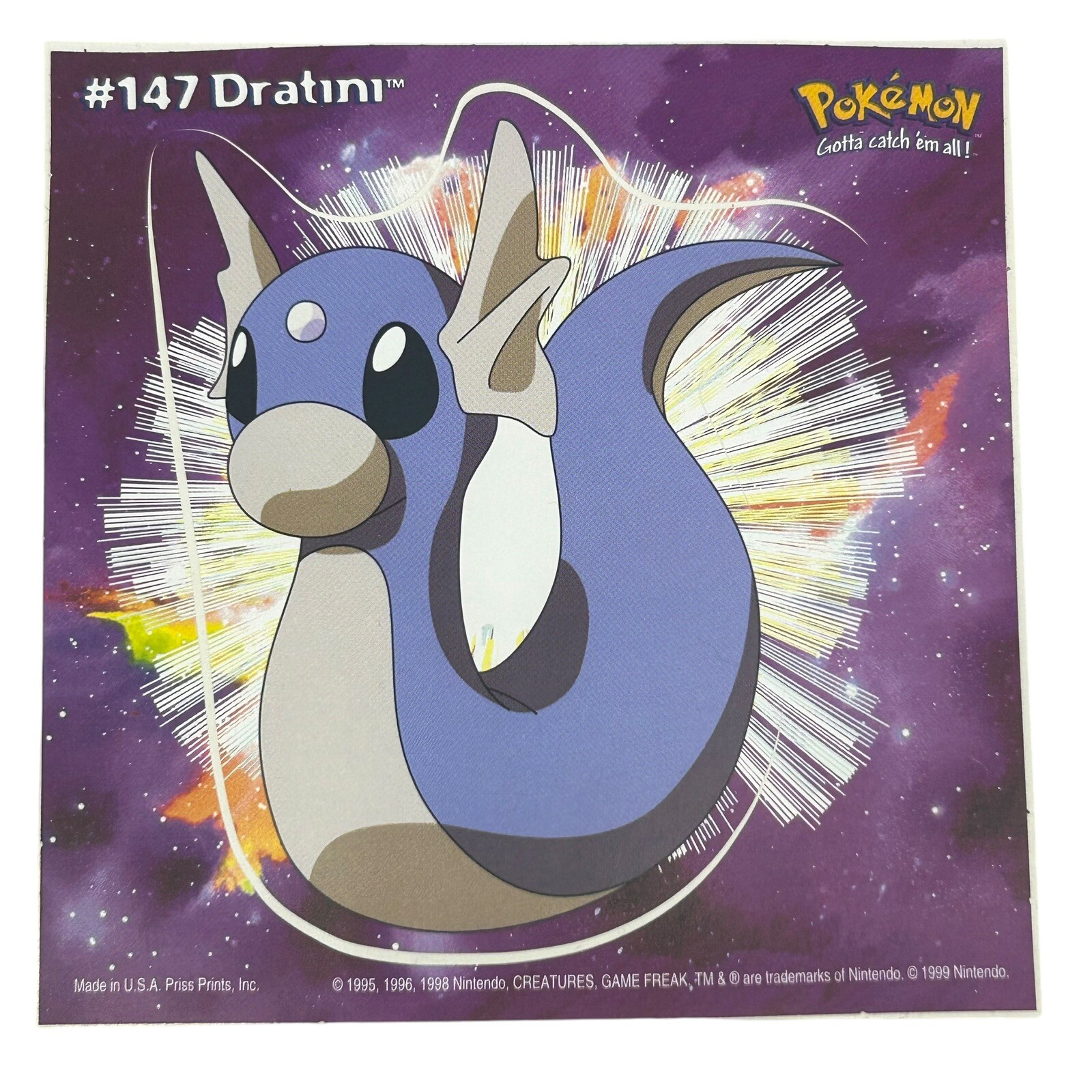 Pokemon Collect ’em Stick-Ups Dratini #147 Large 4” Sticker Priss Prints