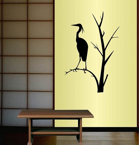 Vinyl Decal Heron Bird Sitting on Tree Branch Nature Any Room Wall Sticker 1345