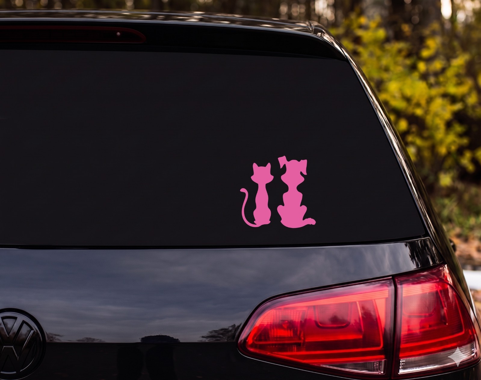 Cat And Dog Silhouettes Vinyl Decal Sticker Car Window Laptop | Pet Lover Gift