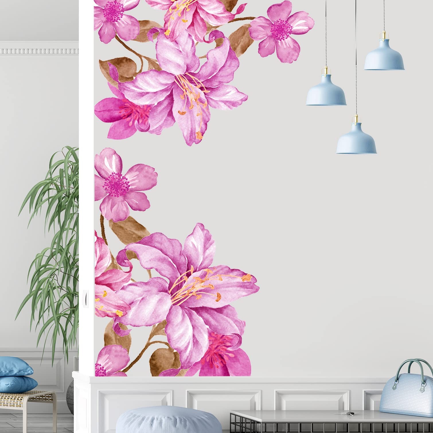 Giant Pink Flowers Wall Decals Lily Floral Wall Stickers DIY Removable Large …