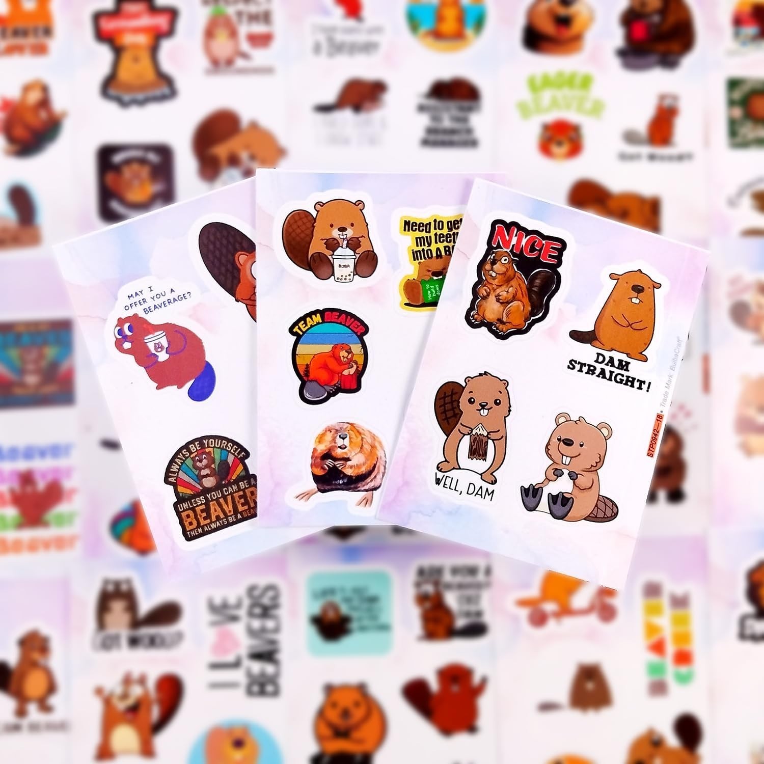 BulbaCraft Beaver Stickers for Water Bottle Laptop Nature Party Supplies PKG027