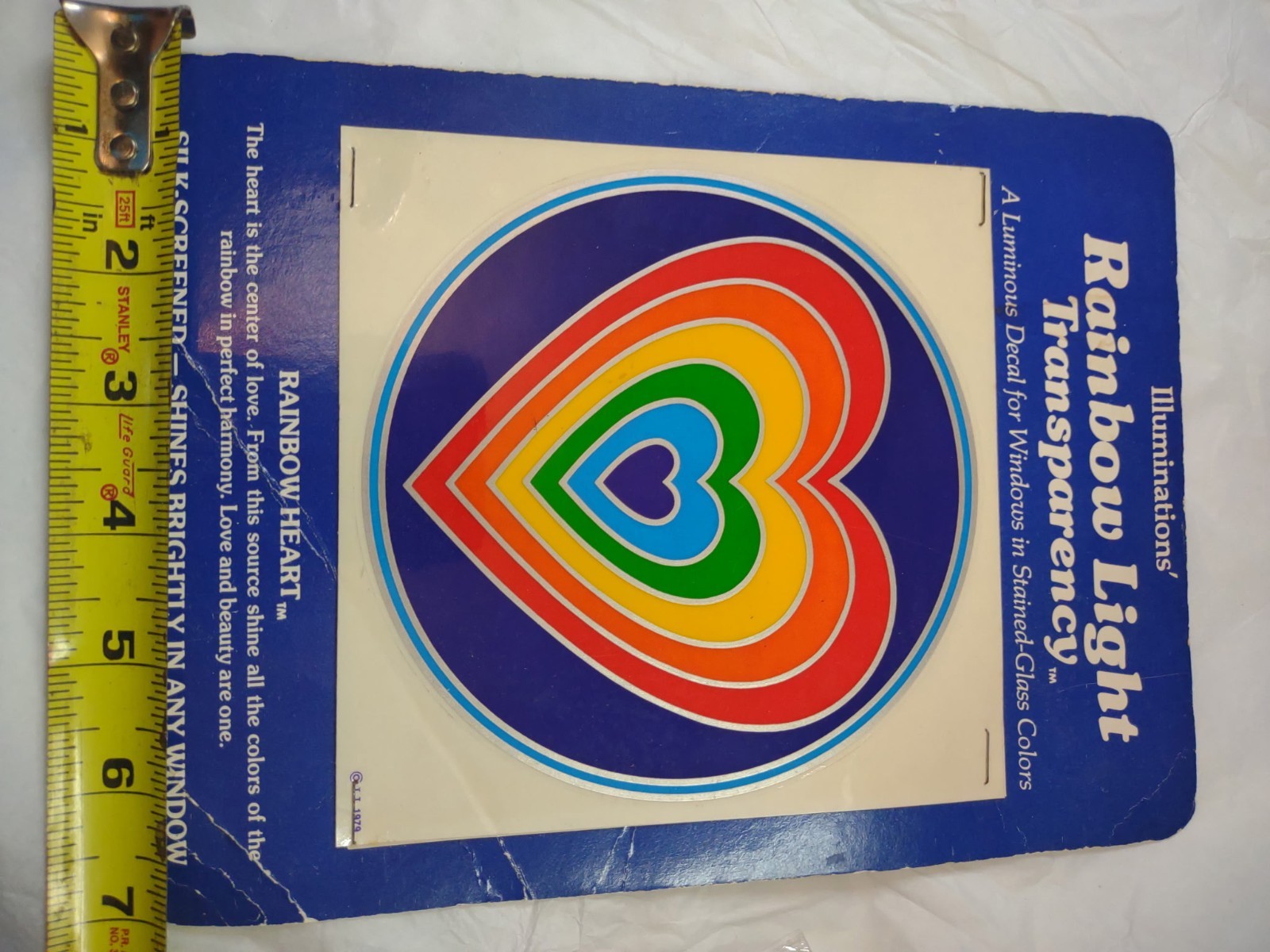 Illuminations Transparent Rainbow Heart Window Decal Multicolor Vintage